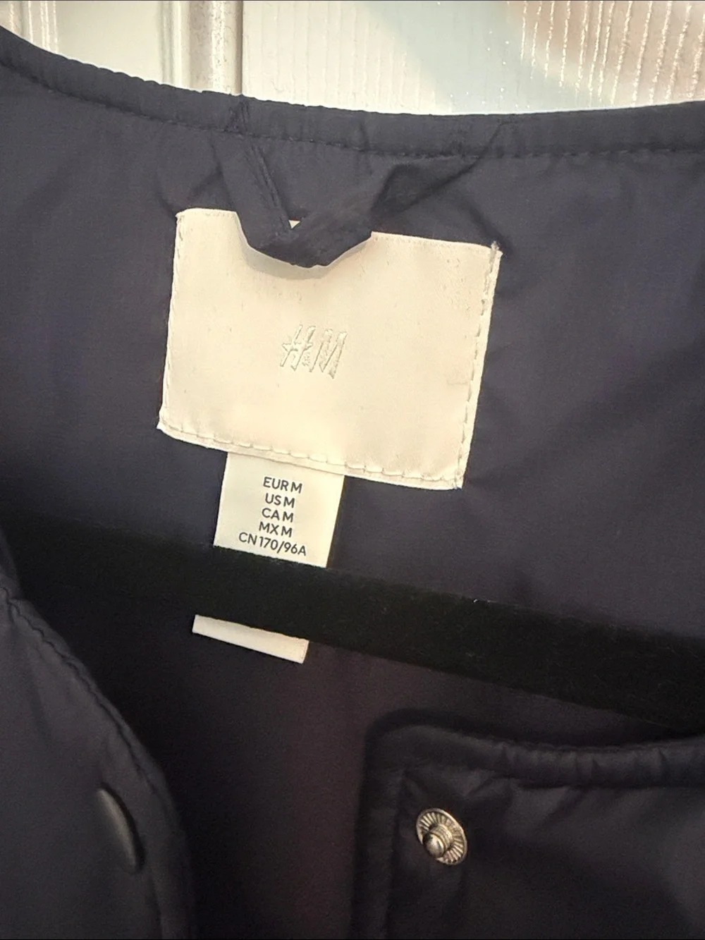 H&M Navy Quilted Long Sleeveless Vest